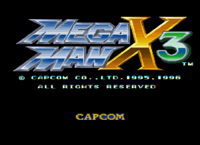 Mega Man X3 title screen for Playstation