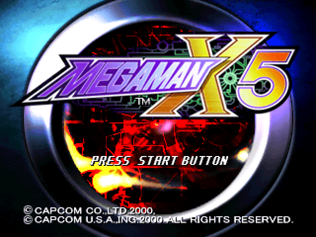 Megaman X5 title screen for Playstation