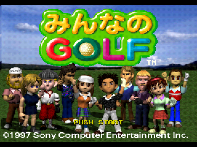 Minna No Golf title screen for Playstation