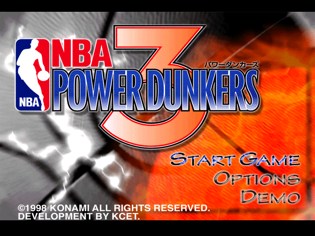 NBA Power Dunkers 3 title screen for Playstation