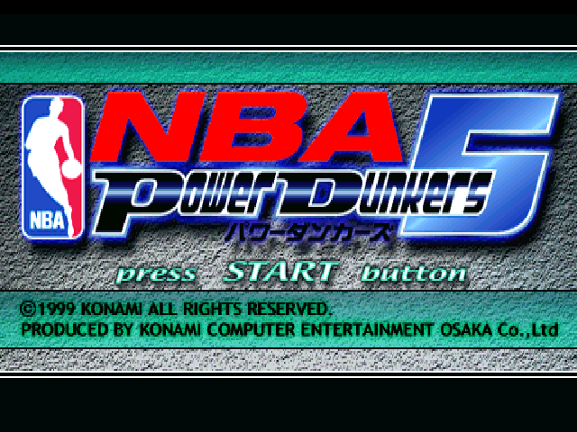 NBA Power Dunkers 5 title screen for Playstation