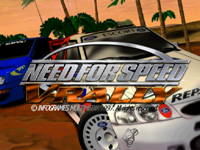 Need for Speed: V-Rally title screen for Playstation