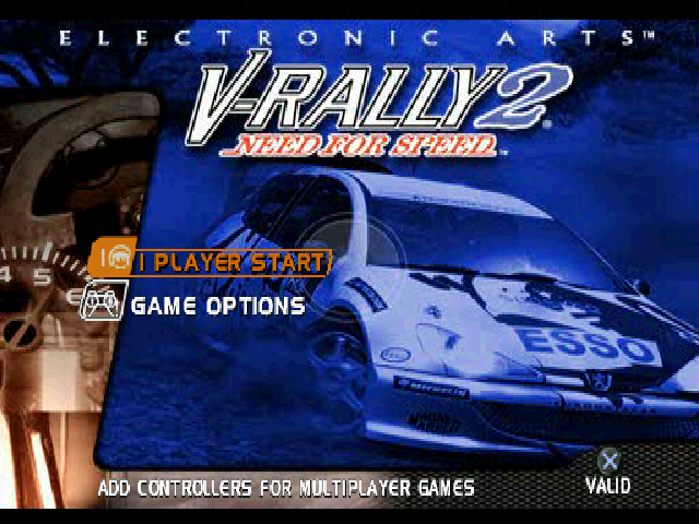Need for Speed: V-Rally 2 title screen for Playstation