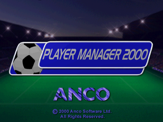 Player Manager 2000 title screen for Playstation