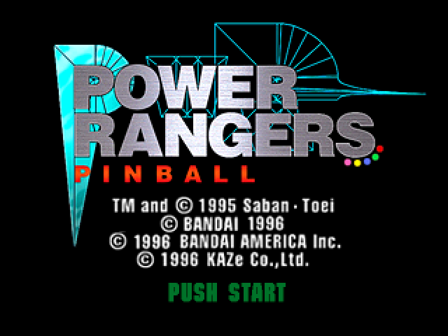 Power Rangers Pinball title screen for Playstation