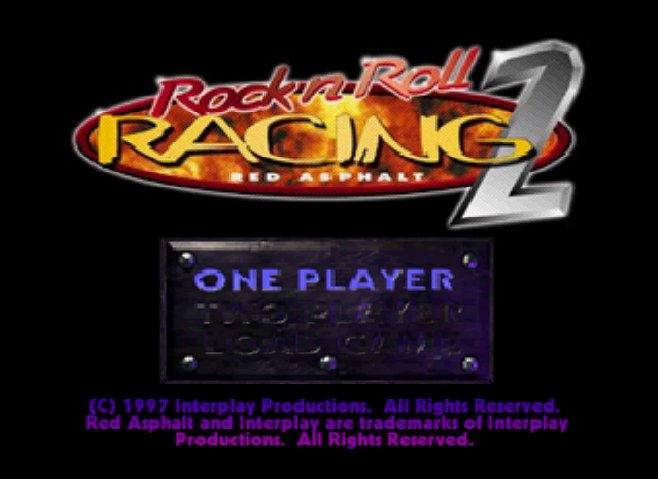 Rock & Roll Racing 2: Red Asphalt title screen for Playstation