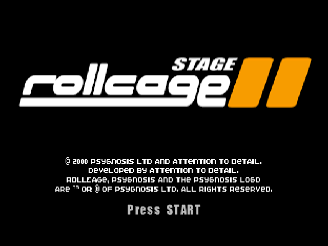 Rollcage Stage 2 title screen for Playstation