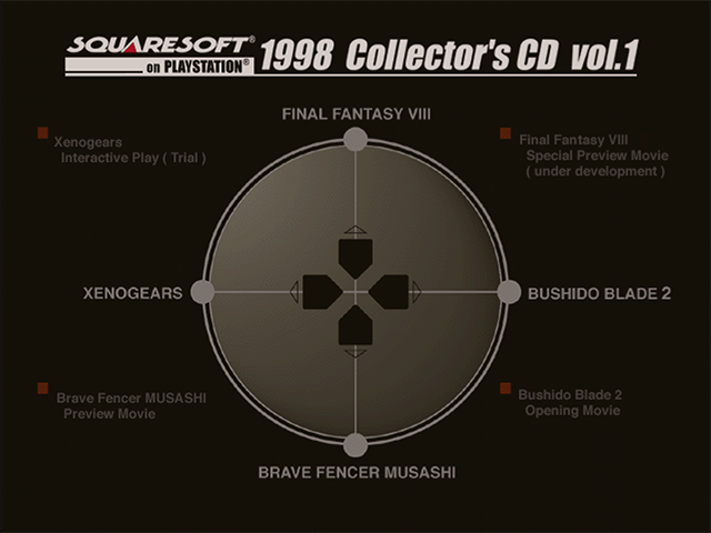 Squaresoft on Playstation 1998 Collector's CD Vol. 1 title screen for Playstation