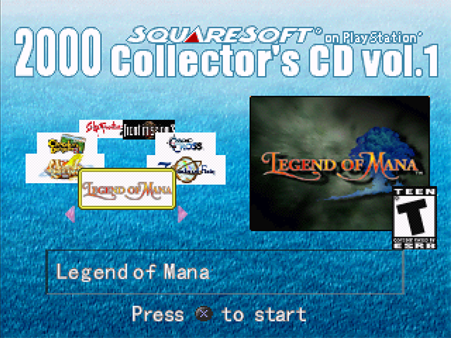 Squaresoft on Playstation 2000 Collector's CD Vol. 3 title screen for Playstation