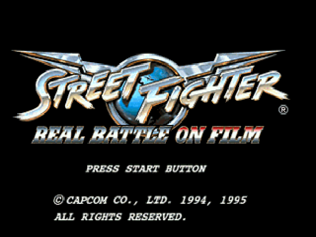 Street Fighter Real Battle on Film title screen for Playstation