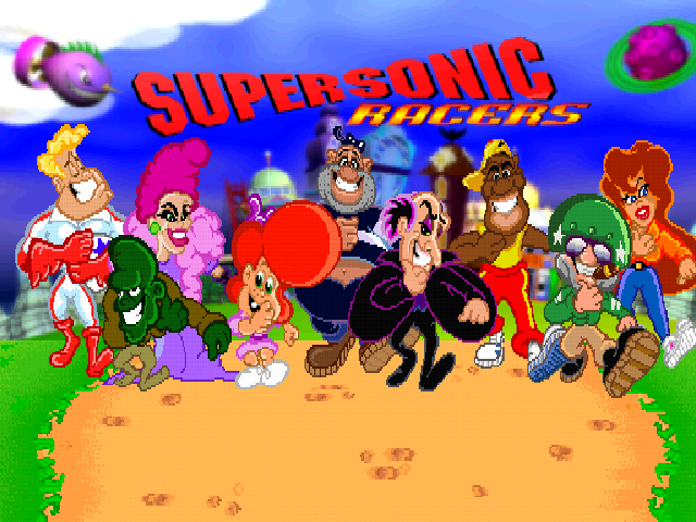 Supersonic Racers title screen for Playstation