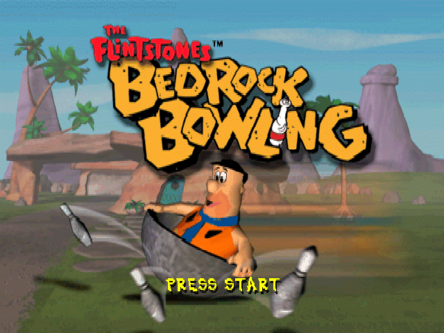The Flintstones Bedrock Bowling title screen for Playstation