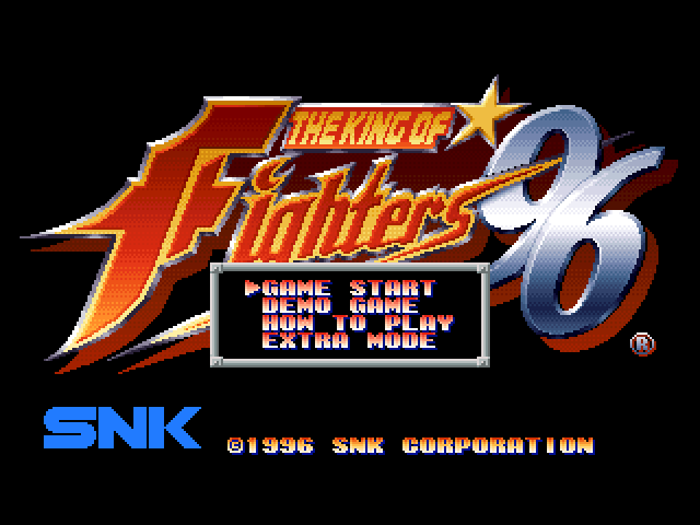 The King of Fighters '96 title screen for Playstation