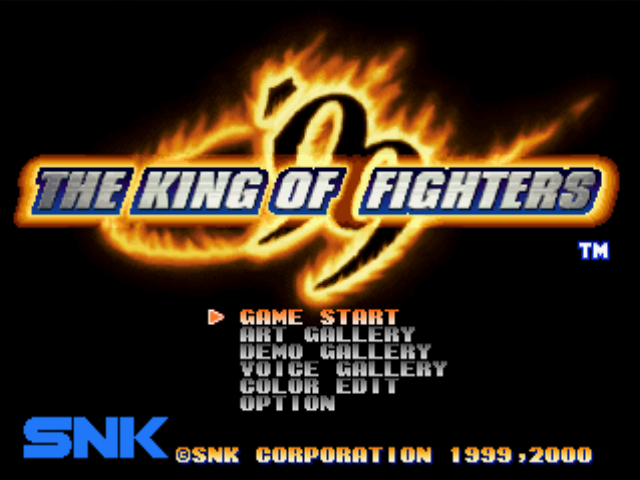 The King of Fighters '99 title screen for Playstation