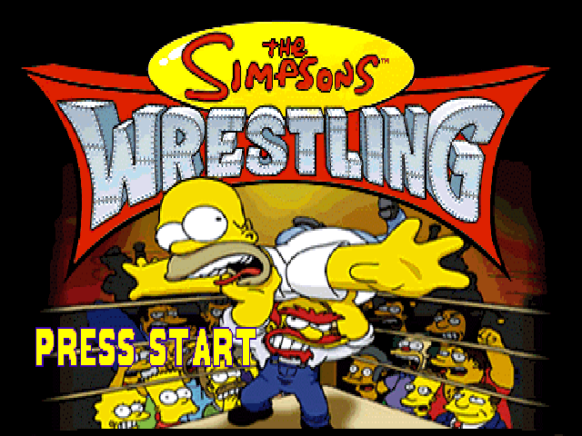 The Simpsons Wrestling title screen for Playstation