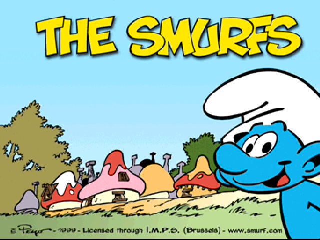 The Smurfs title screen for Playstation