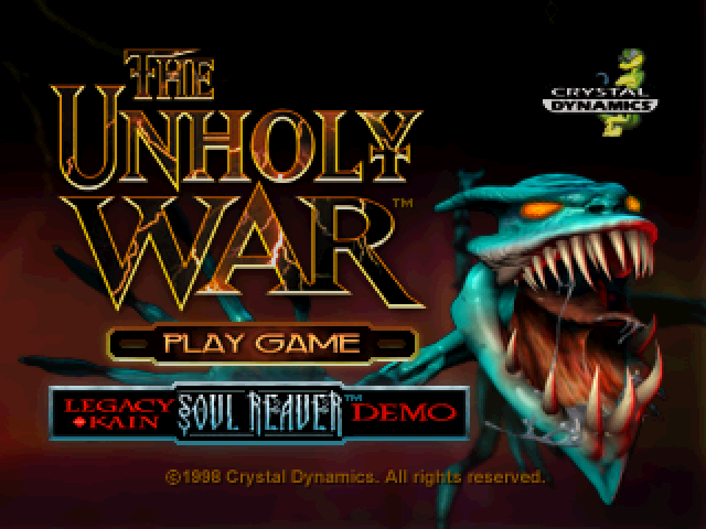 The Unholy War title screen for Playstation
