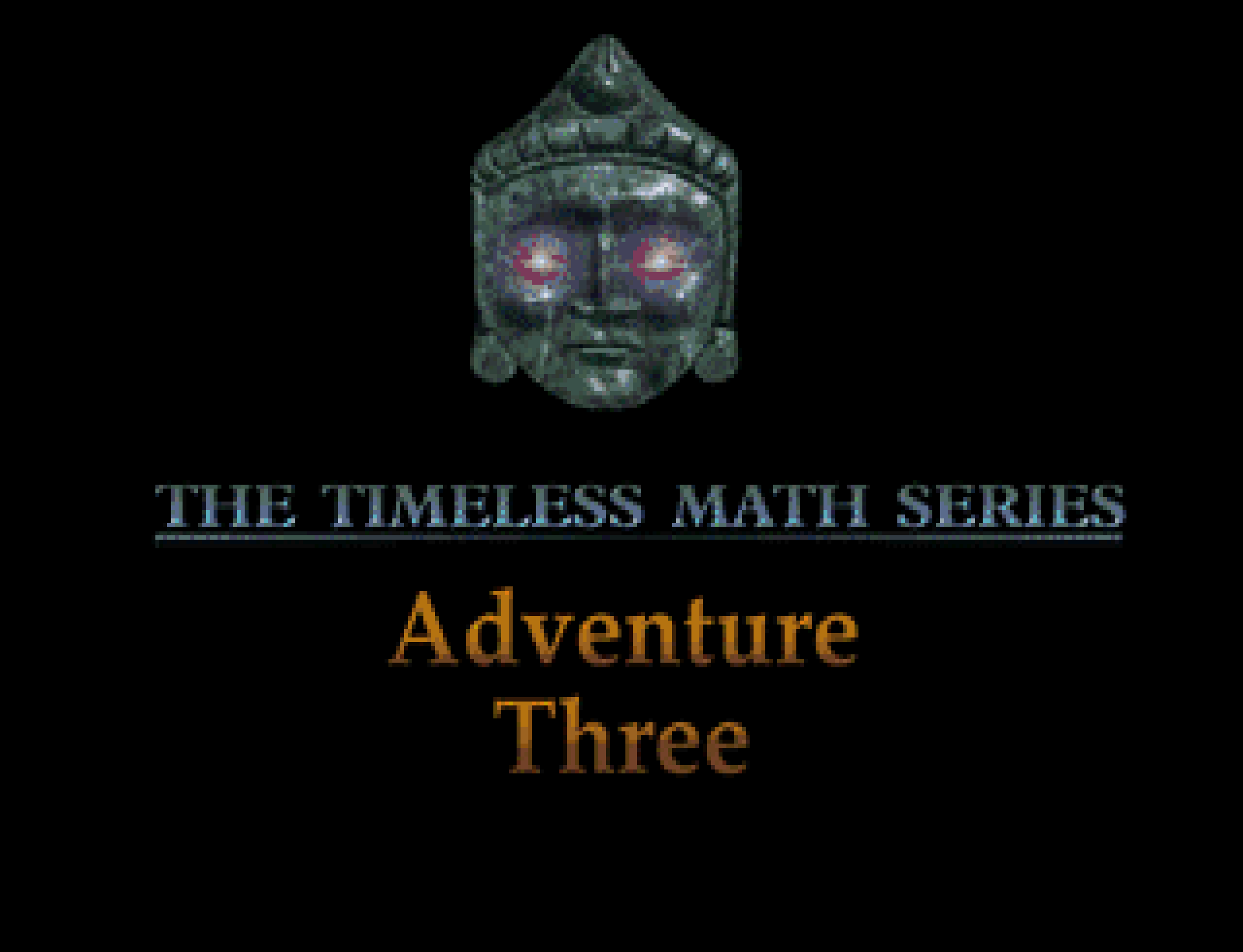 Timeless Math 3: Maya, King Jaguar's Village title screen for Playstation