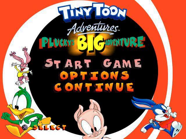Tiny Toon Adventures Plucky's Big Adventure title screen for Playstation