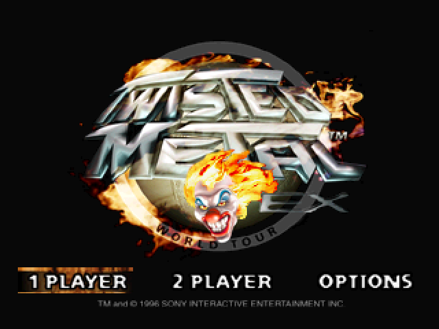 Twisted Metal World Tour title screen for Playstation