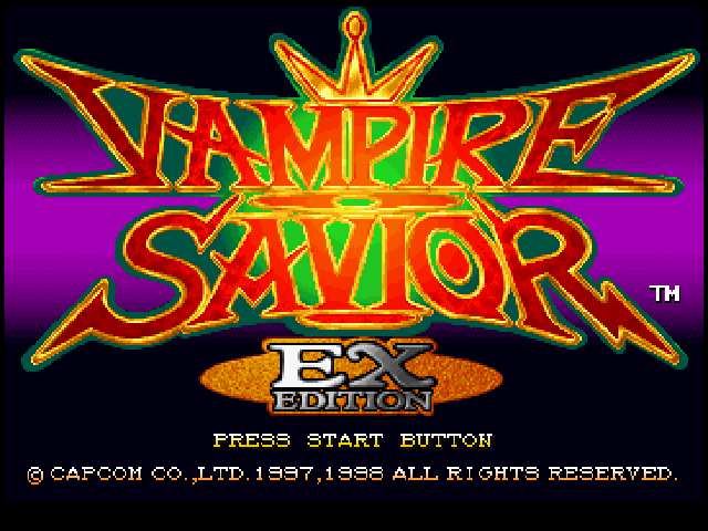 Vampire Savior EX Edition title screen for Playstation