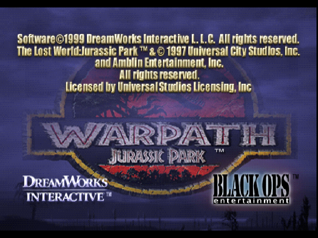 Warpath: Jurassic Park title screen for Playstation