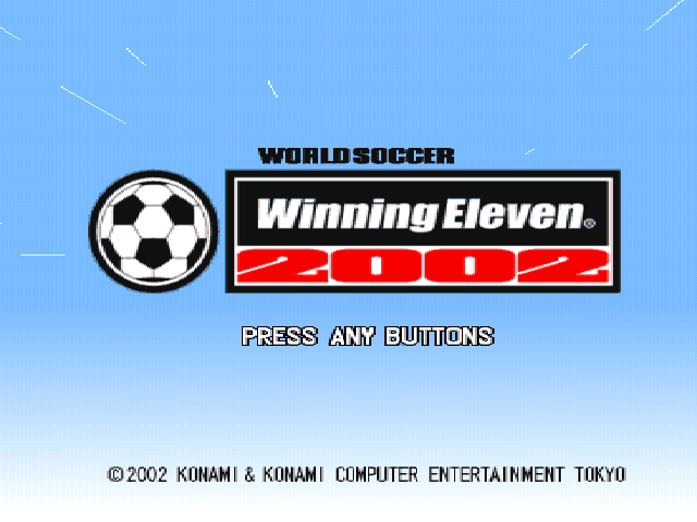 World Soccer Winning Eleven 2002 title screen for Playstation