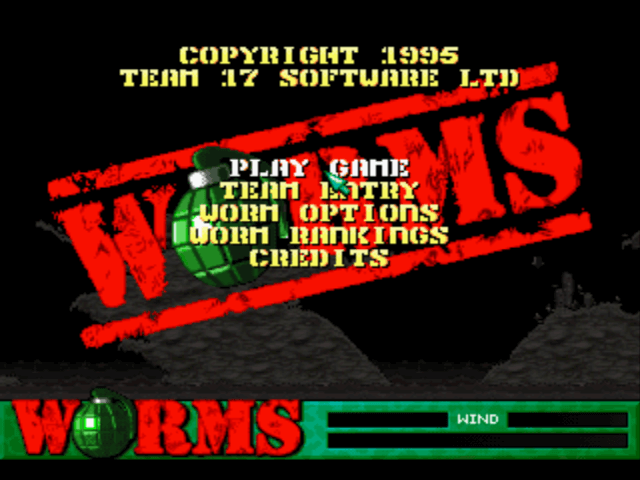 Worms title screen for Playstation