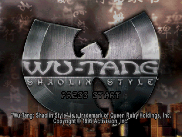 Wu-Tang Taste the Pain title screen for Playstation