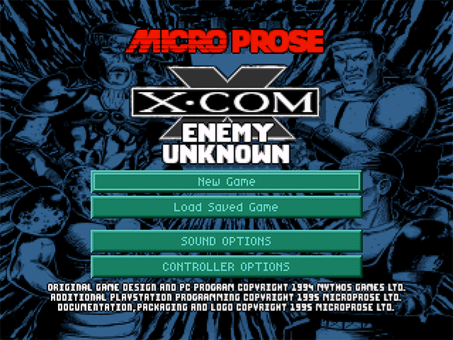 X-Com Enemy Unknown title screen for Playstation