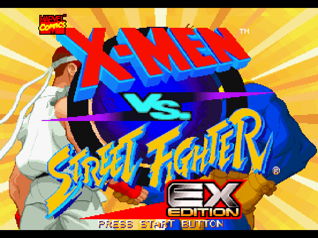 X-Men vs. Street Fighter EX Edition title screen for Playstation