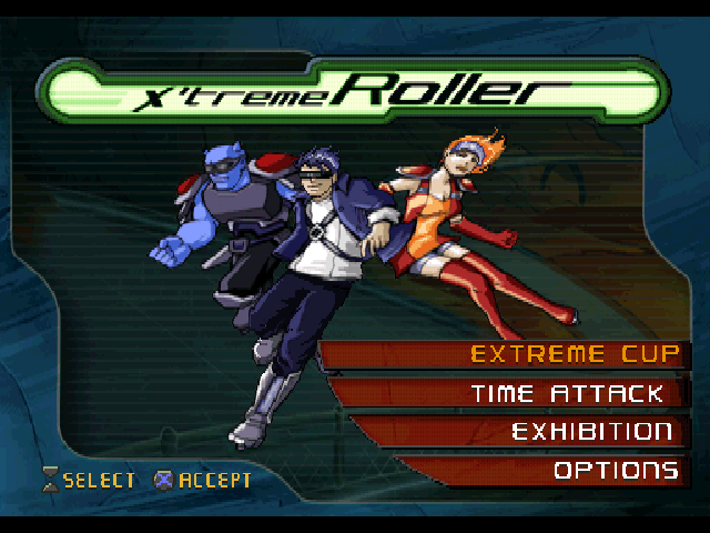 X'treme Roller title screen for Playstation