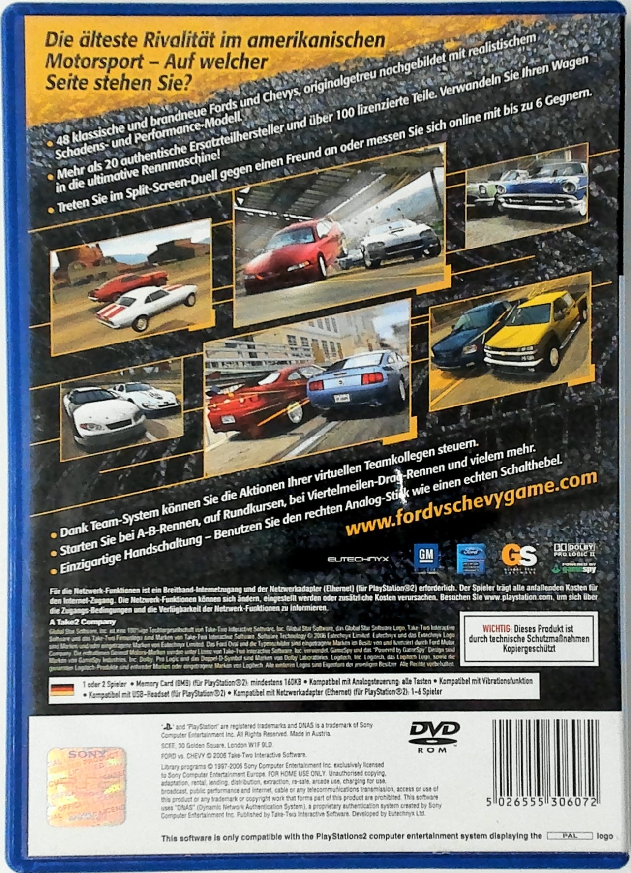 Ford vs. Chevy box art for Playstation 2