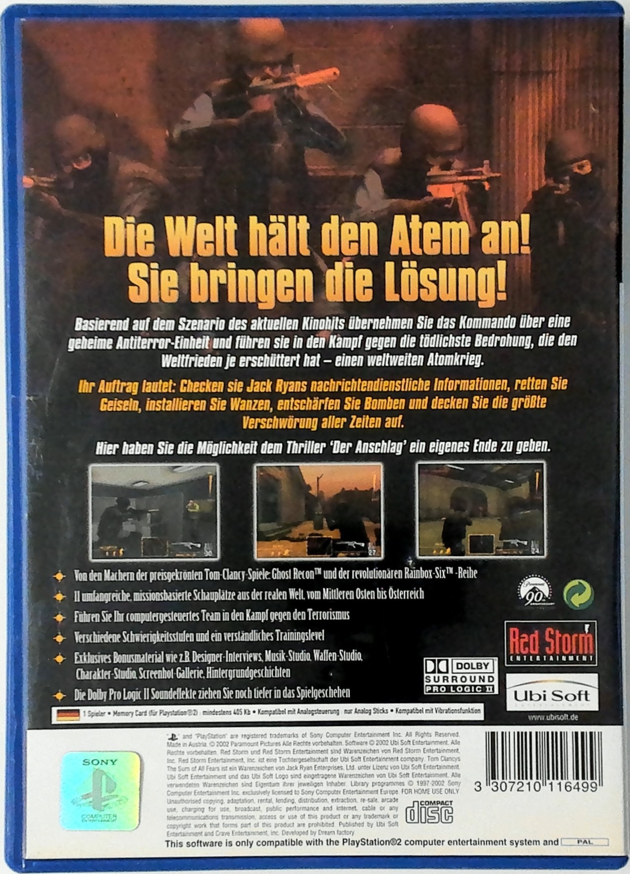 Sum of All Fears box art for Playstation 2