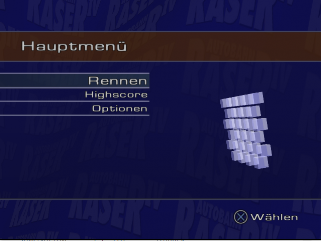 Autobahn Raser IV title screen for Playstation 2