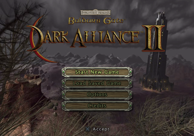 Baldur's Gate Dark Alliance 2 title screen for Playstation 2