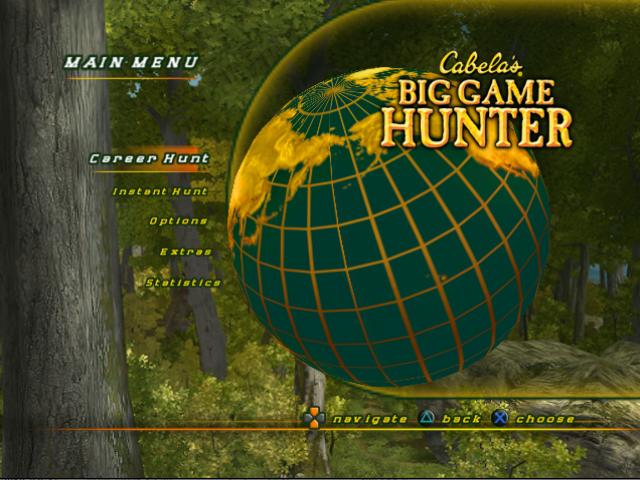 Cabela's Big Game Hunter 2008 title screen for Playstation 2