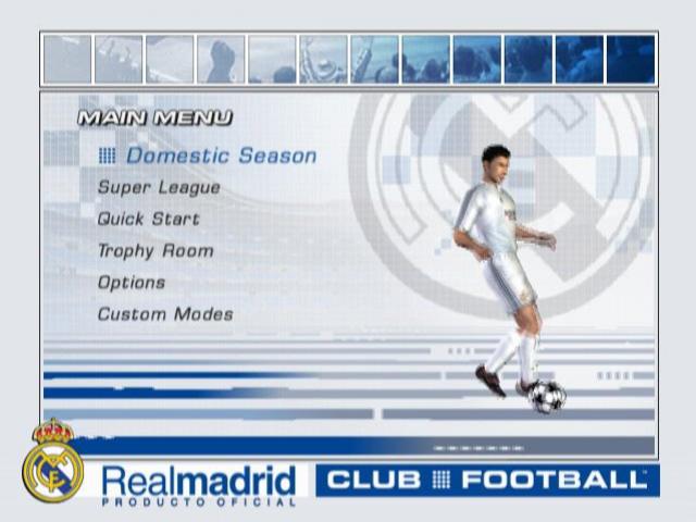 Club Football: Real Madrid title screen for Playstation 2