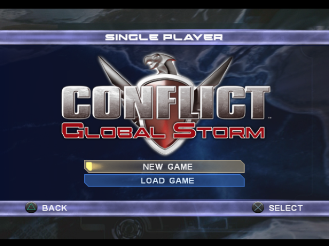 Conflict: Global Storm title screen for Playstation 2