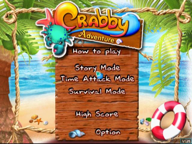 Crabby Adventure title screen for Playstation 2