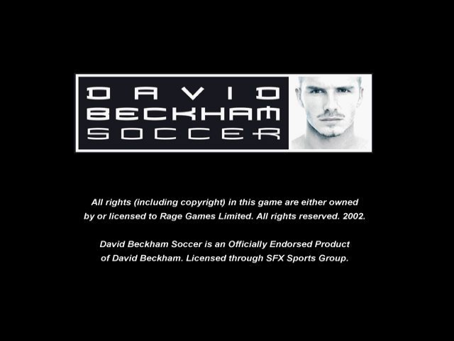 David Beckham Soccer title screen for Playstation 2