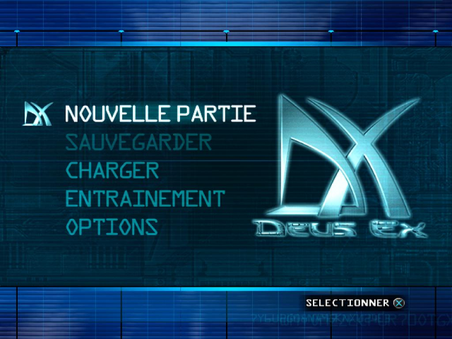 Deus Ex title screen for Playstation 2