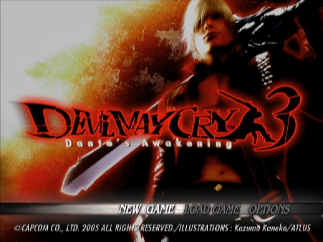 Devil May Cry 3 title screen for Playstation 2