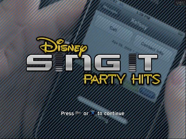 Disney Sing It: Party Hits title screen for Playstation 2