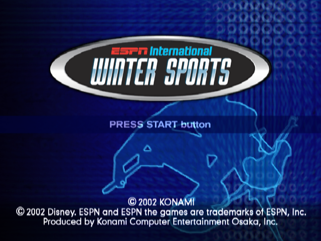 ESPN International Winter Sports title screen for Playstation 2