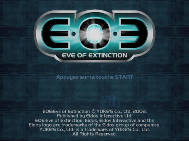 Eve of Extinction title screen for Playstation 2