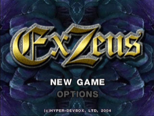 Ex Zeus title screen for Playstation 2