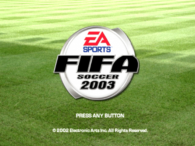 FIFA 2003 title screen for Playstation 2