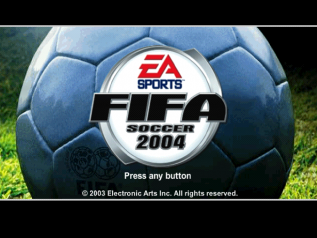 FIFA Football 2004 title screen for Playstation 2