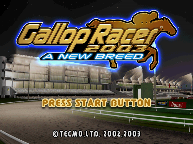 Gallop Racer 2003 A New Breed title screen for Playstation 2
